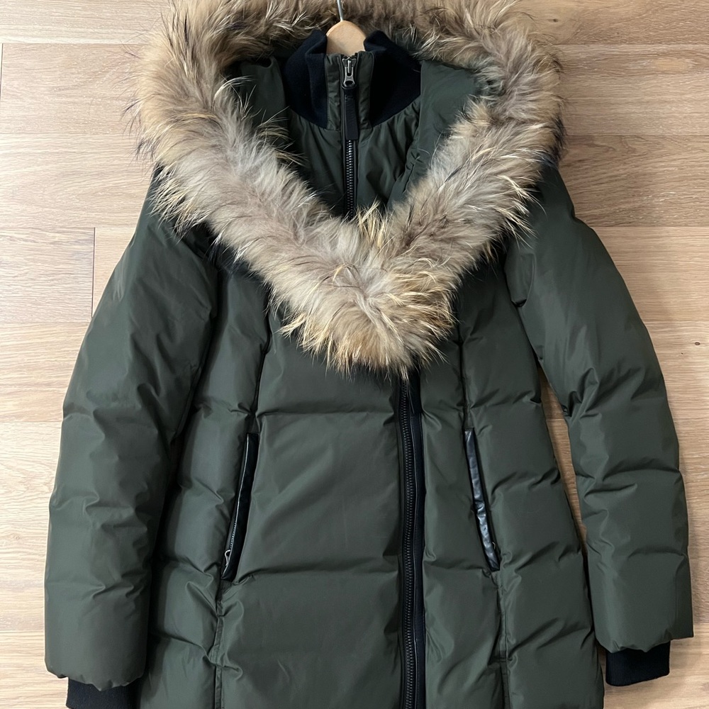 Green Mackage down coat in size M.